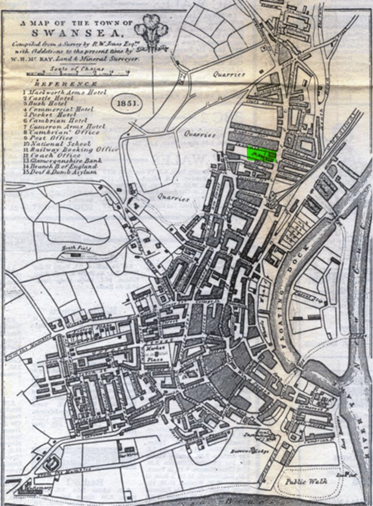 Map of Swansea 1851